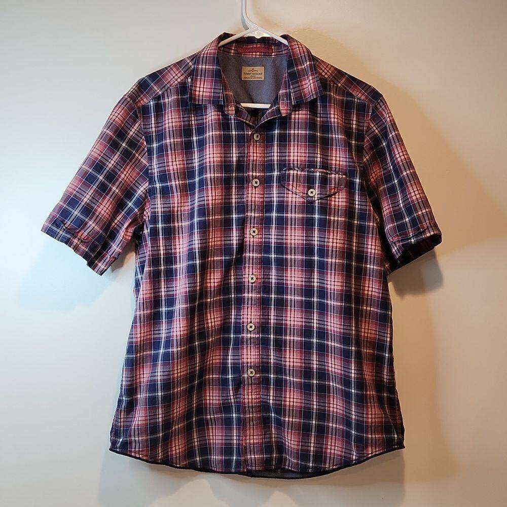 Tommy Bahama Jeans 100% Cotton Short Sleeve Button Down Shirt Men's Sz Med EUC